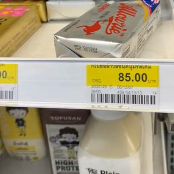 Молочная продукция на полке магазина